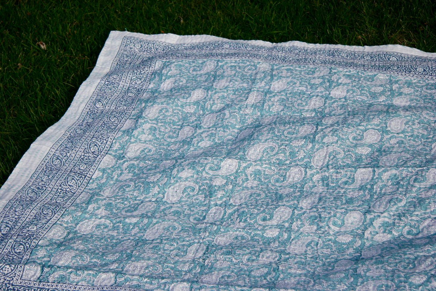 somnium kantha quilt fair trade hand stitched block print