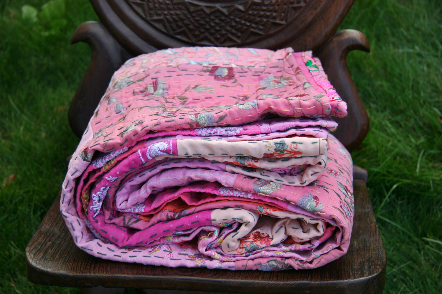khambadia kantha quilt fair trade hand stitched