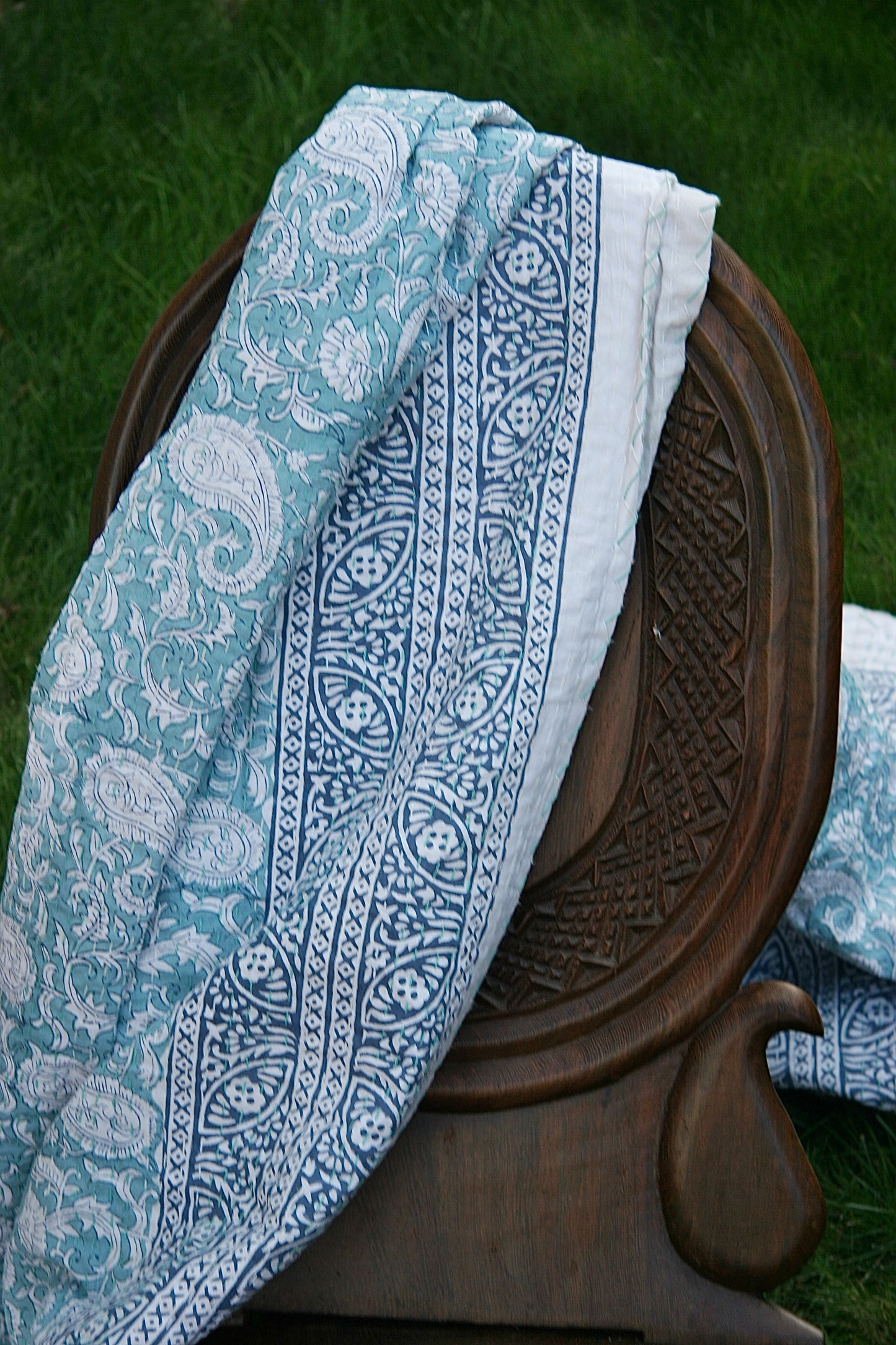 somnium kantha quilt fair trade hand stitched block print