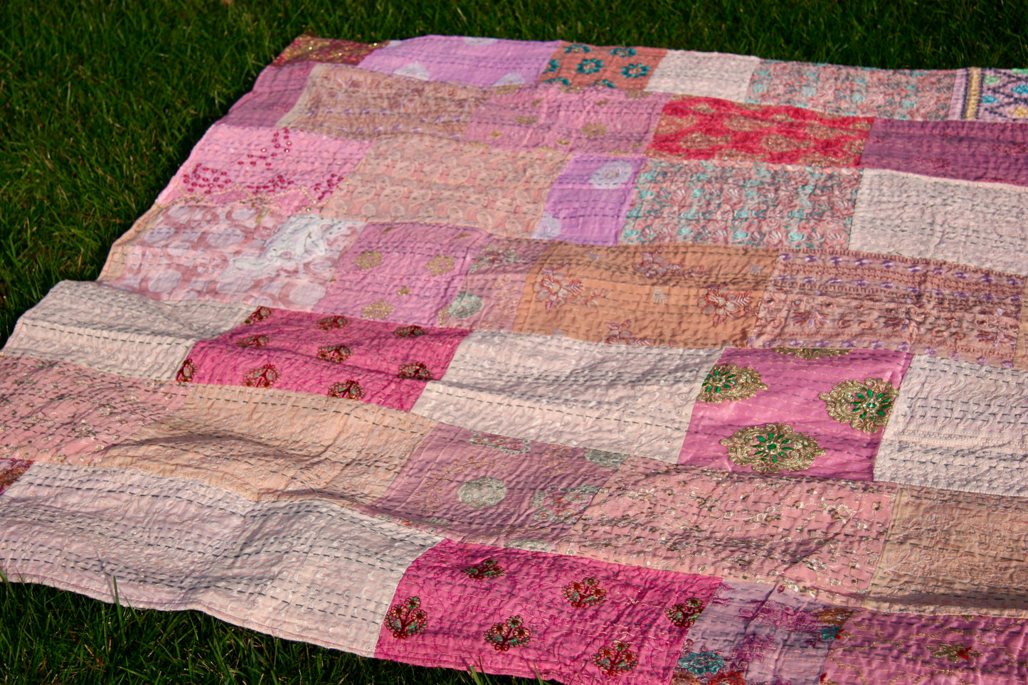 khambadia kantha quilt fair trade hand stitched