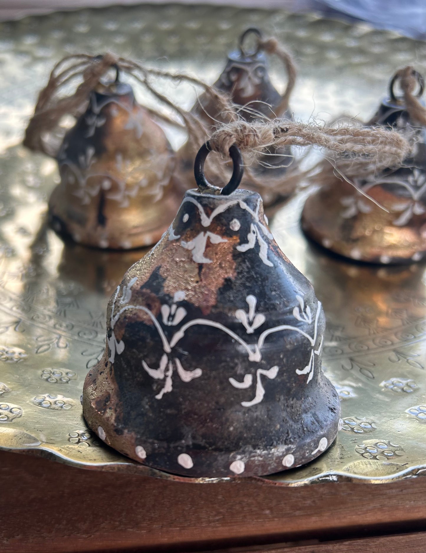 medium gold bell set fair trade handmade painted