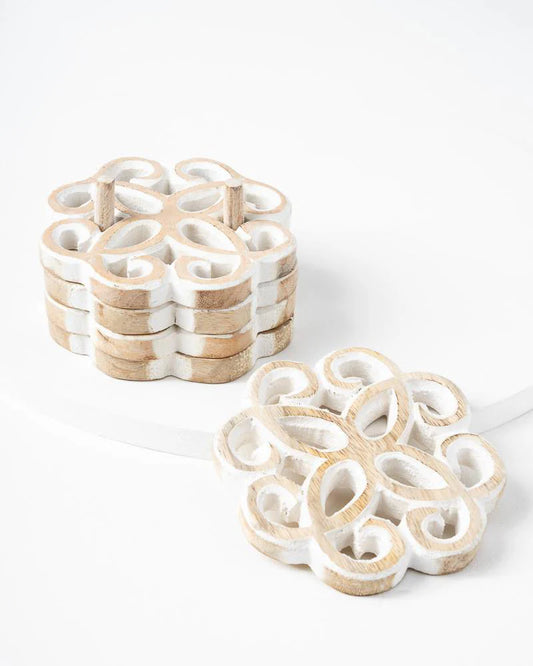 oram coaster set fair trade handmade mango wood