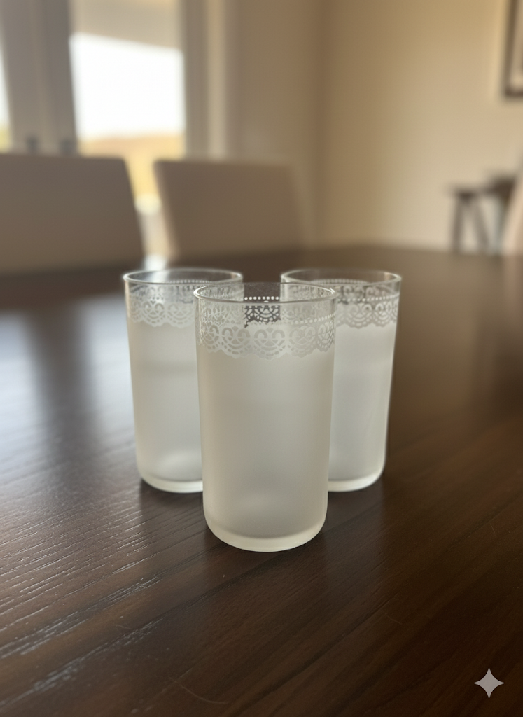 Tall Recycled Lace Glass Cup – Fair Trade Handmade in Egypt