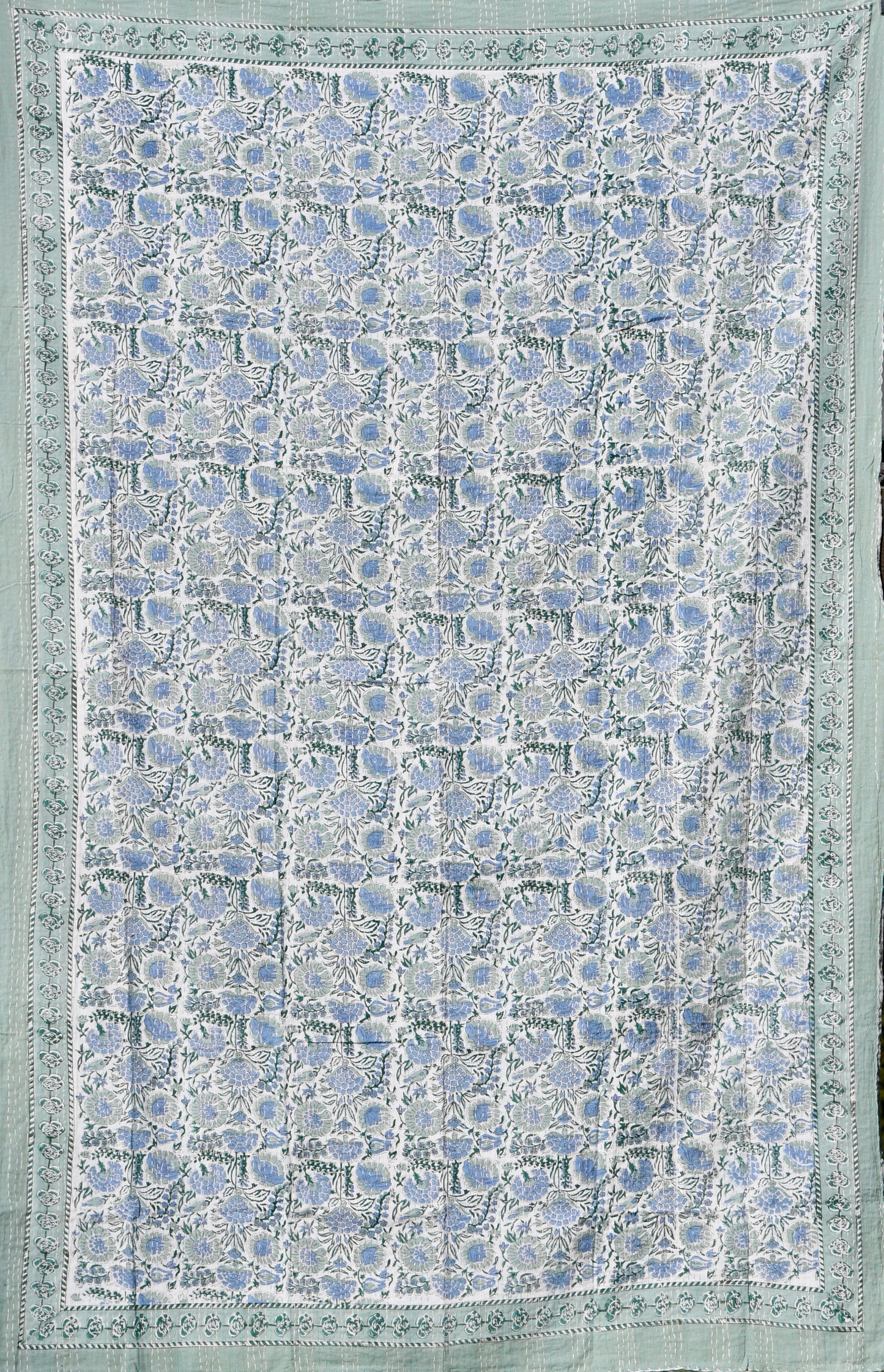Elisium Kantha Quilt - Fair Trade Hand-Stitched Block Print