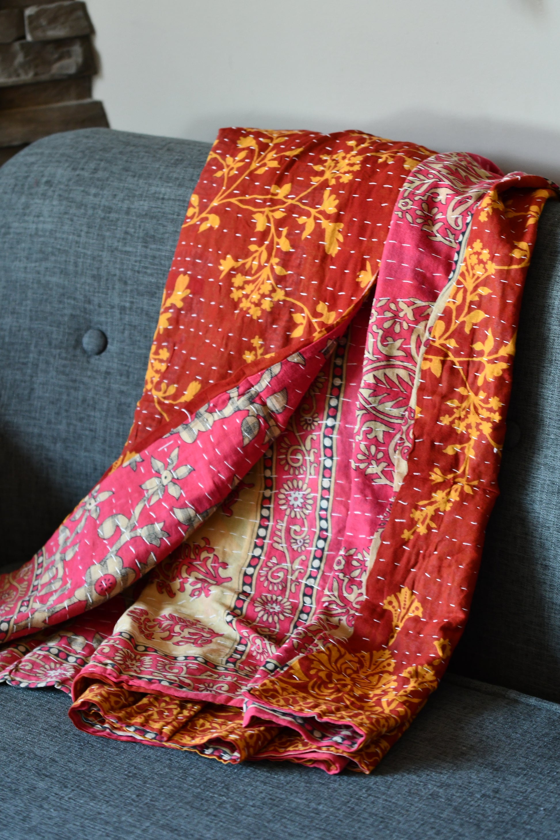 kantha quilt fair trade hand stitched 7