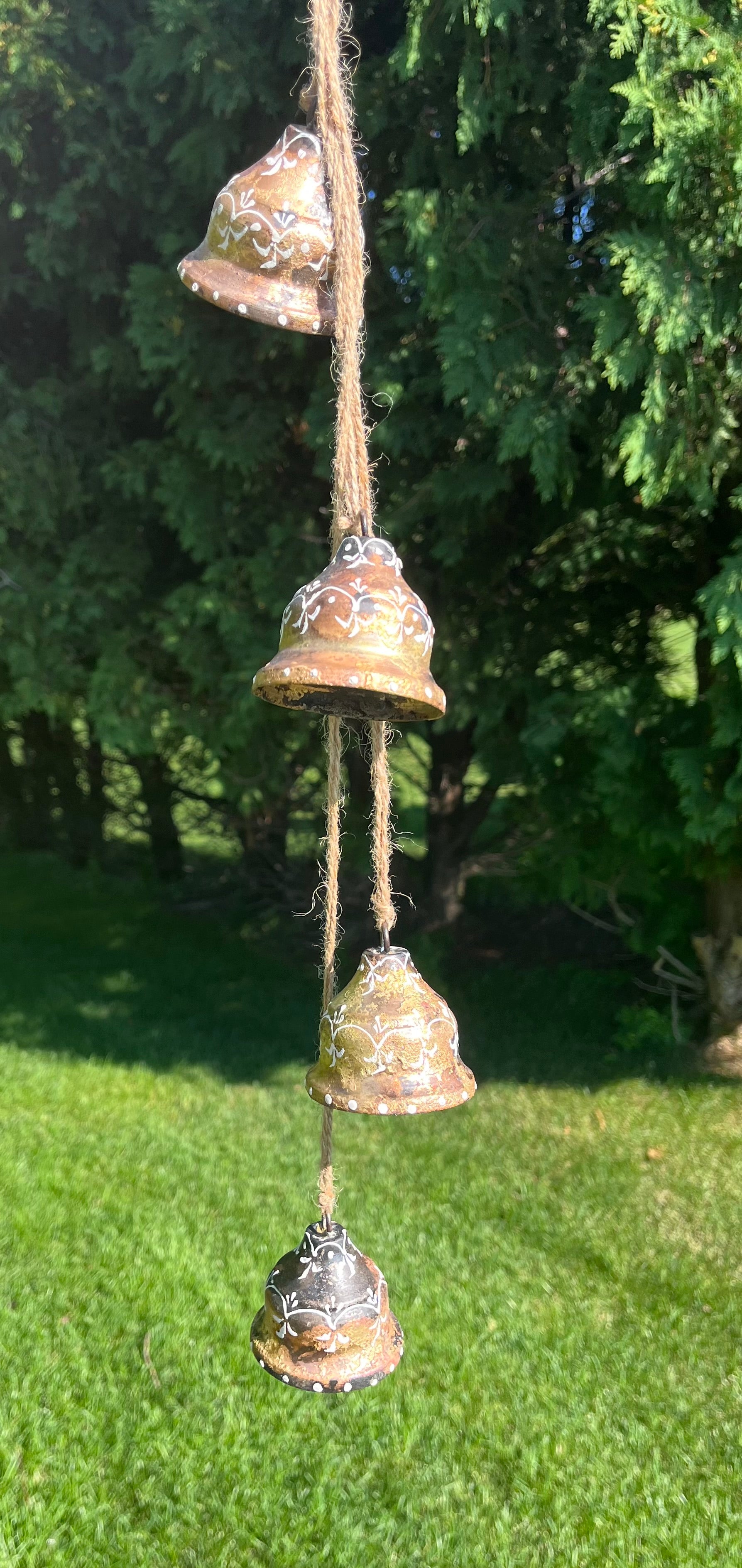 medium gold bell set fair trade handmade painted