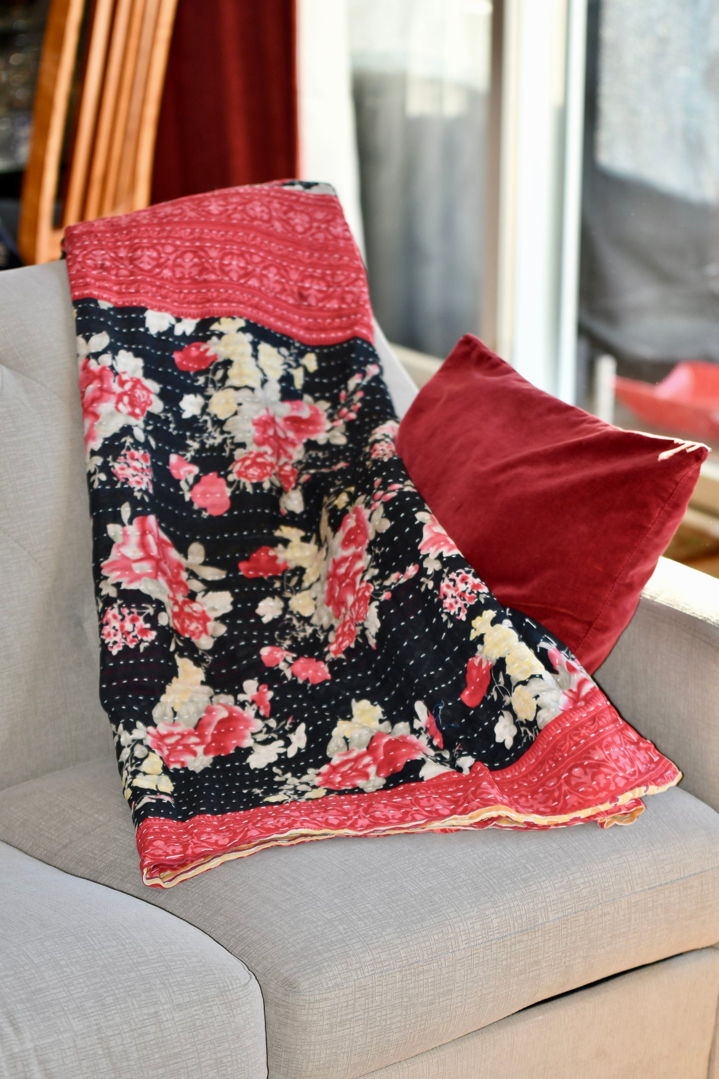 Rosae Kantha Quilt - Fair Trade Hand-Stitched