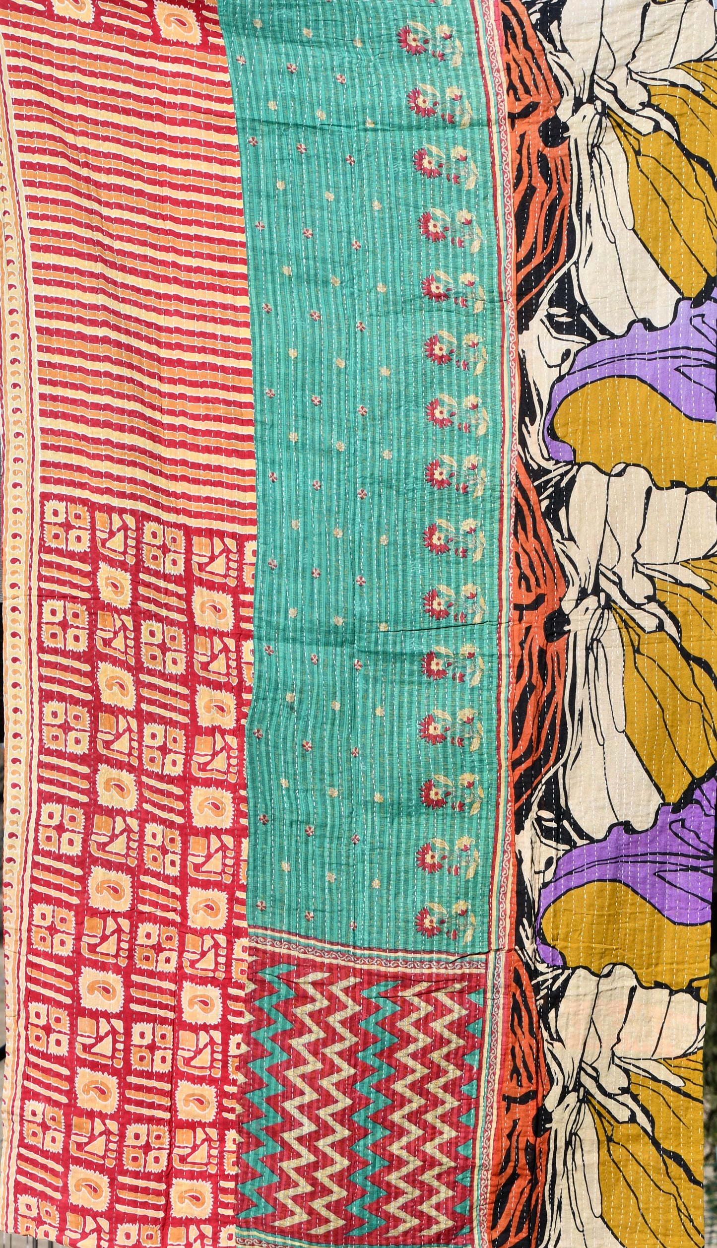 Rosae Kantha Quilt - Fair Trade Hand-Stitched