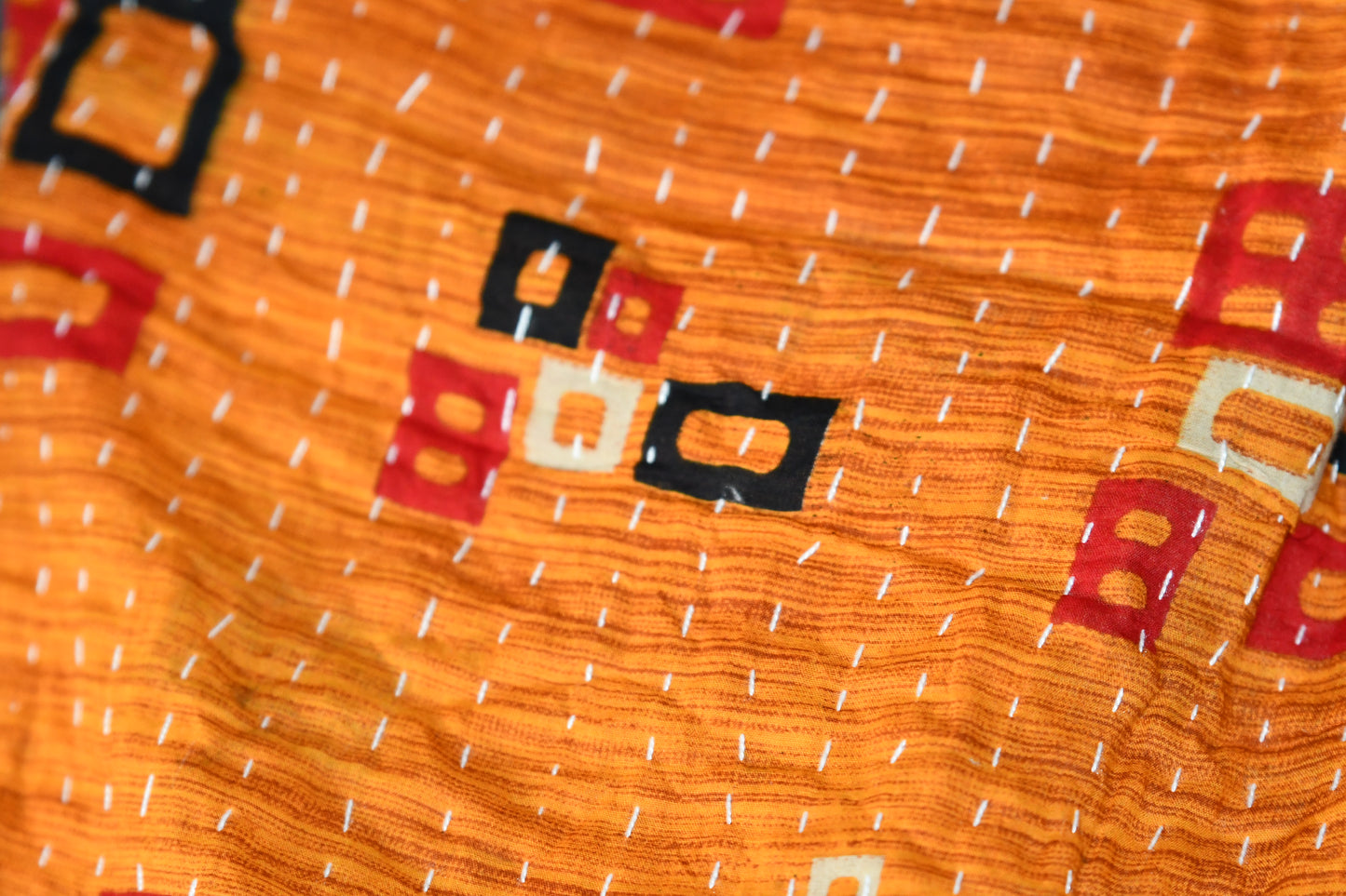 Quadrum Kantha Quilt - Fair Trade Hand-Stitched