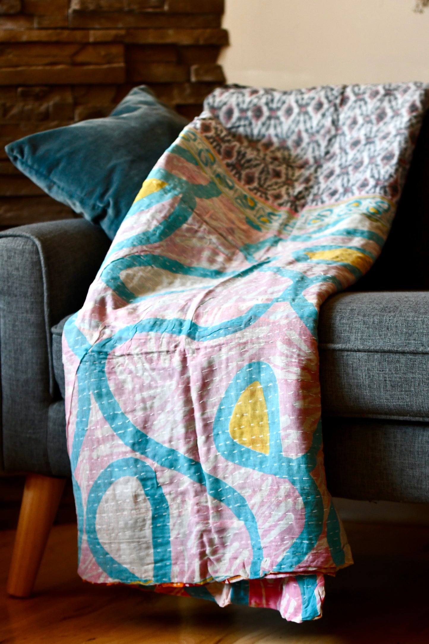 kantha quilt fair trade hand stitched 19
