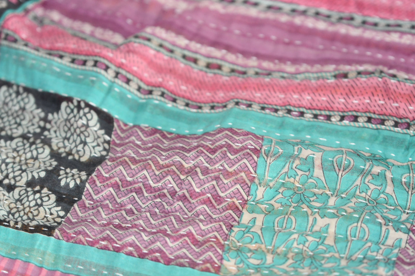 Roseus Kantha Quilt - Fair Trade Hand-Stitched
