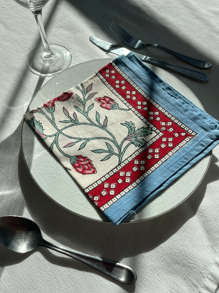 Amica Napkin Set - Fair Trade Handmade Block Print