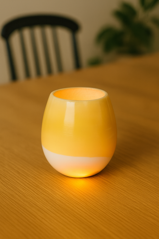 polished alabaster candle fair trade handmade in egypt