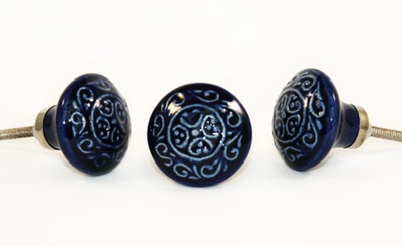 Navy Cabinet Knobs - Fair Trade Ceramics