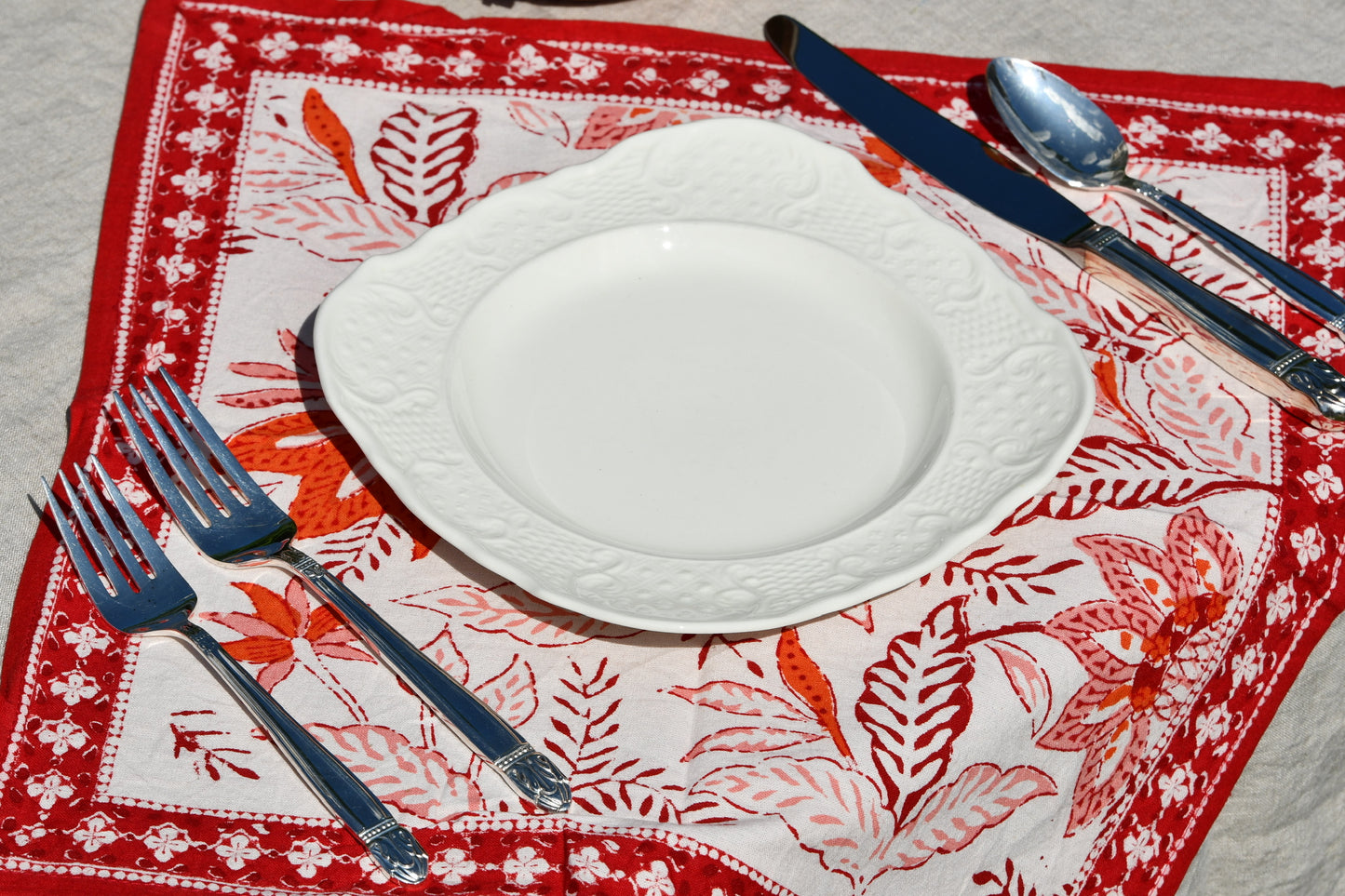 Rubor Napkin Set - Fair Trade Handmade Block Print