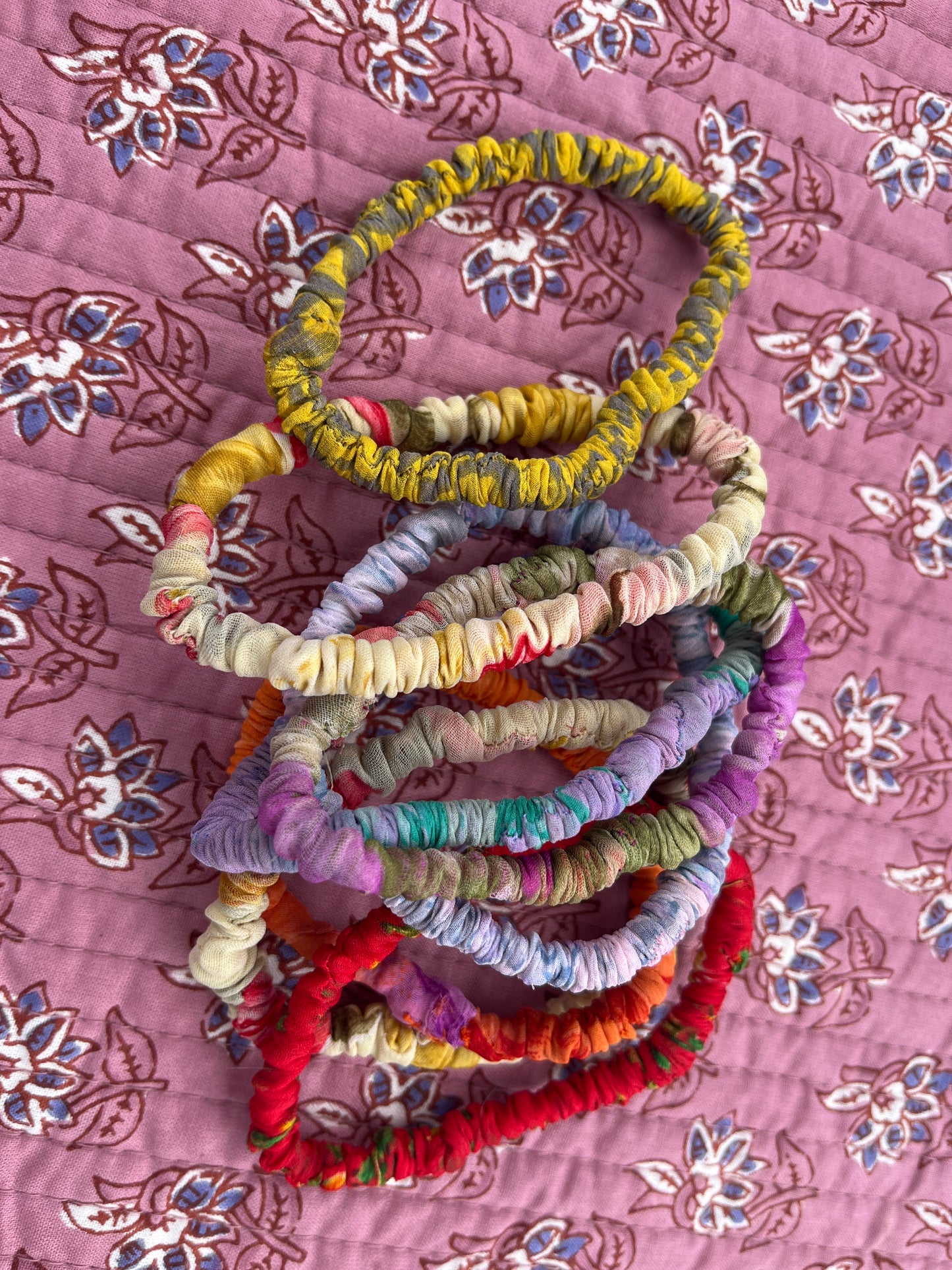 Thin Sari Scrunchie Set - Fair Trade Handmade