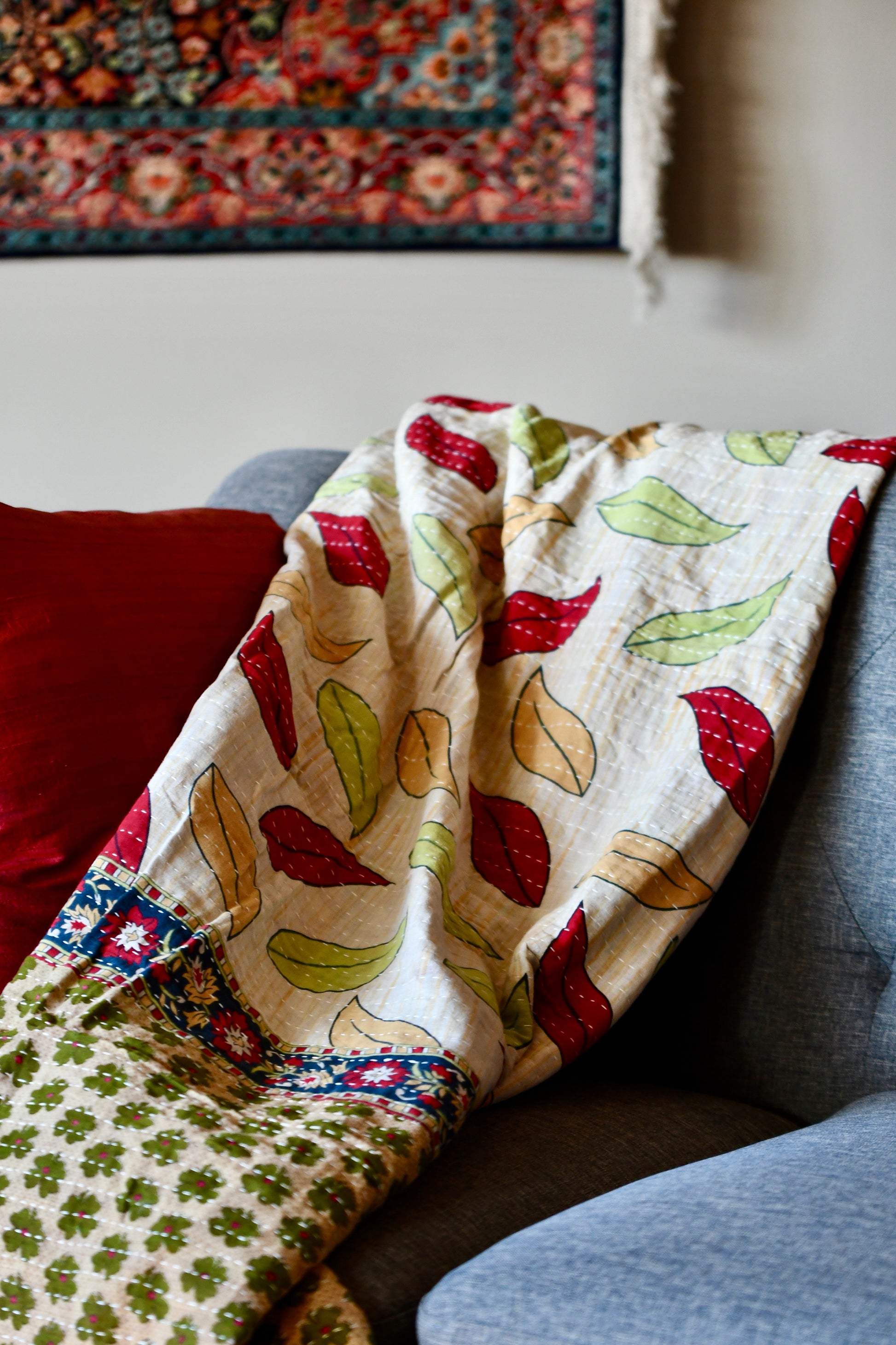 kantha quilt fair trade hand stitched 17