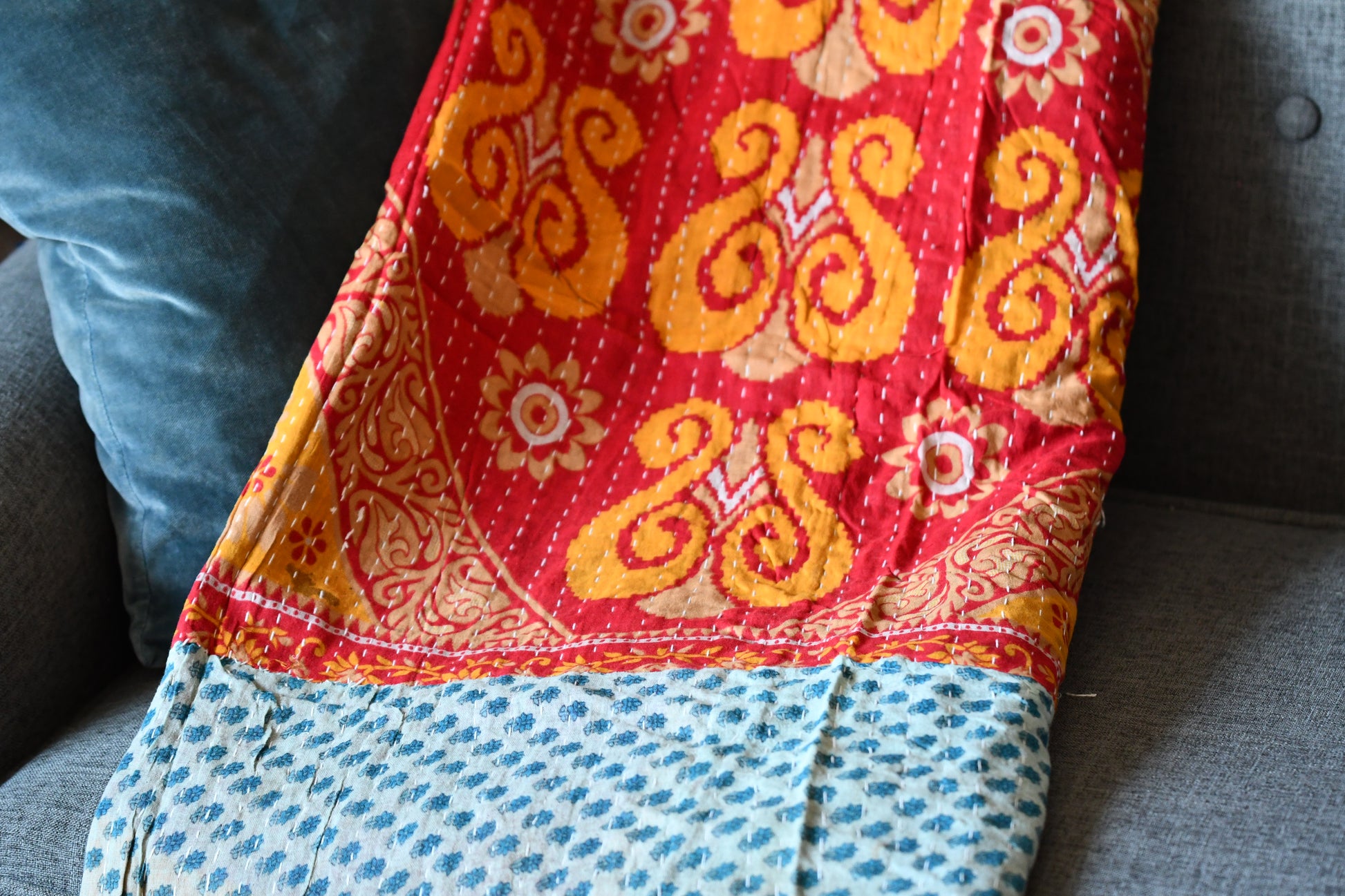 kantha quilt fair trade hand stitched 6
