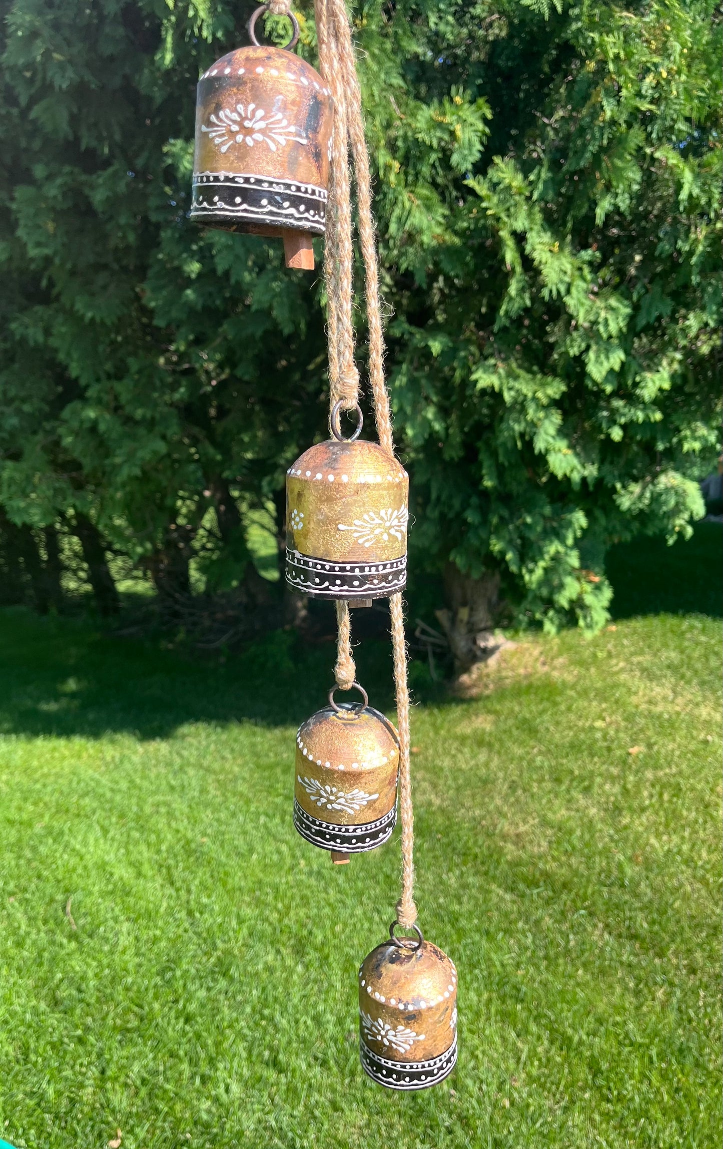 large gold bell set fair trade handmade painted