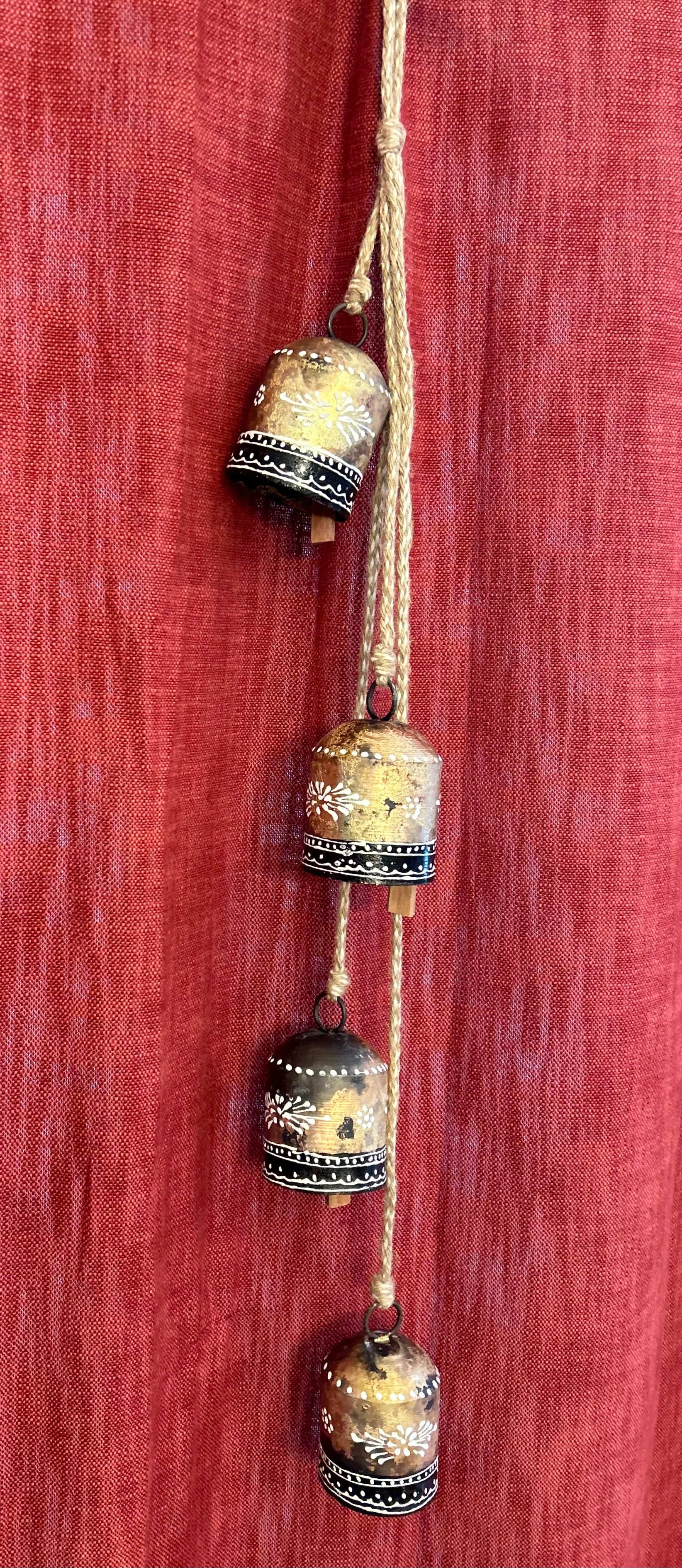 large gold bell set fair trade handmade painted