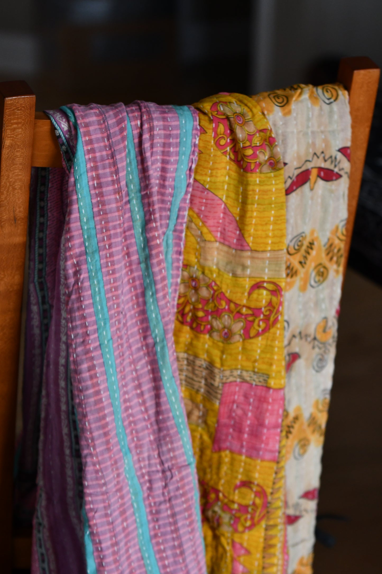 Roseus Kantha Quilt - Fair Trade Hand-Stitched