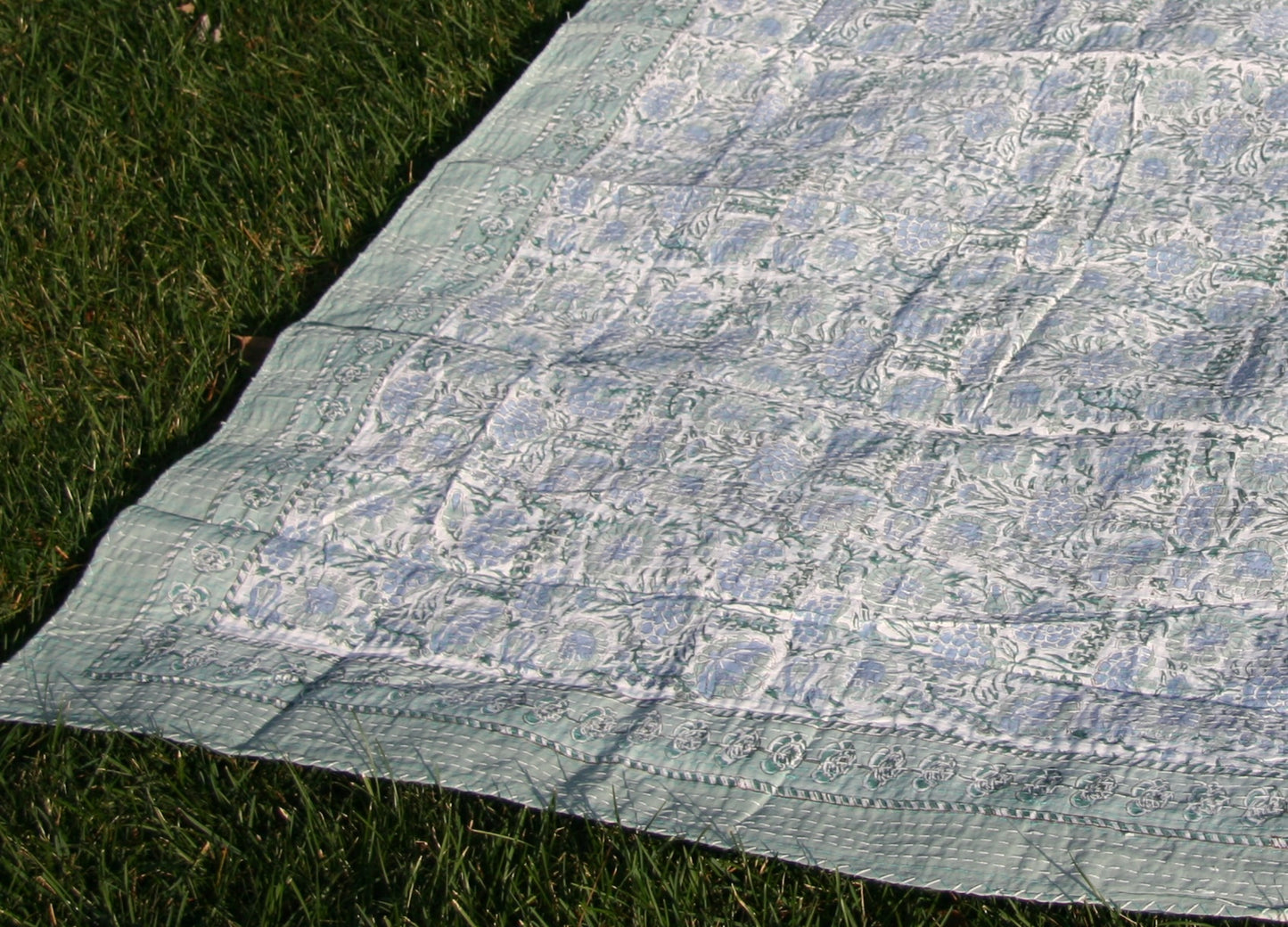 Elisium Kantha Quilt - Fair Trade Hand-Stitched Block Print